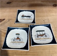 3 Little Plates with Antique Buggies