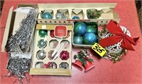 Christmas Lot with Tinsel, Ornaments & More