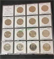 Coins - 15 Kennedy half dollars, uncirculated,