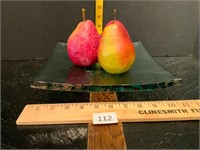 Glass Pedestal Dish w/Pears