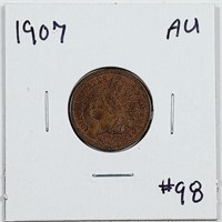 1907  Indian Head Cent   AU