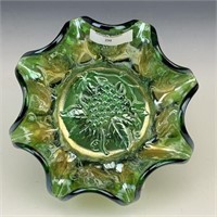 Imperial Green Heavy Grape Ruffled Bowl