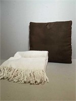 Cream Throw Blanket and Pillow.