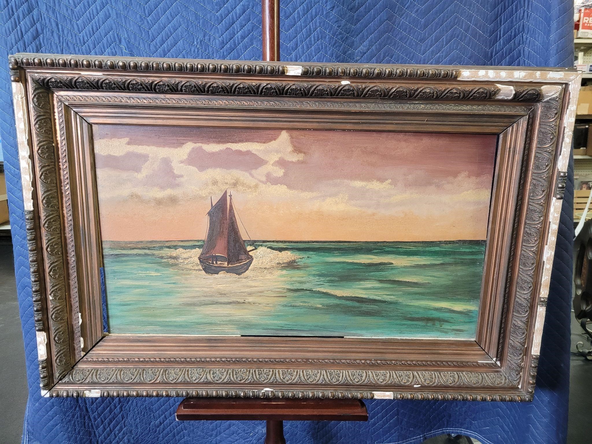 Unsigned Oil Painting Sailboat