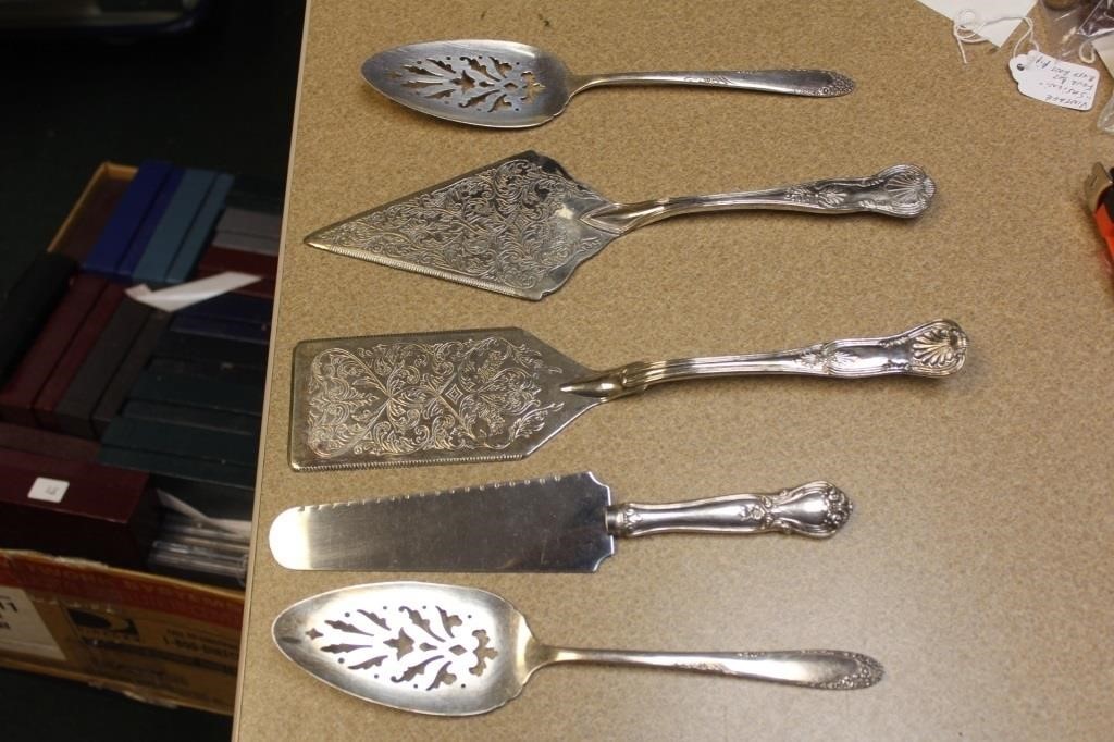 Lot of 5 Silverplate Cake Server