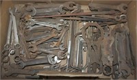 box lot of dozens of old wrenches