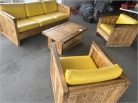WEATHERED Wood Sofa, 2 Chairs, Table Set