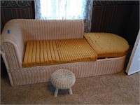 Wicker Chaise and Small Stool