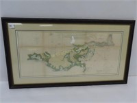 Framed 1854 Map of US Coast Guard Survey