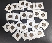 Twenty-five Jefferson Nickels, 1940s-Various Date