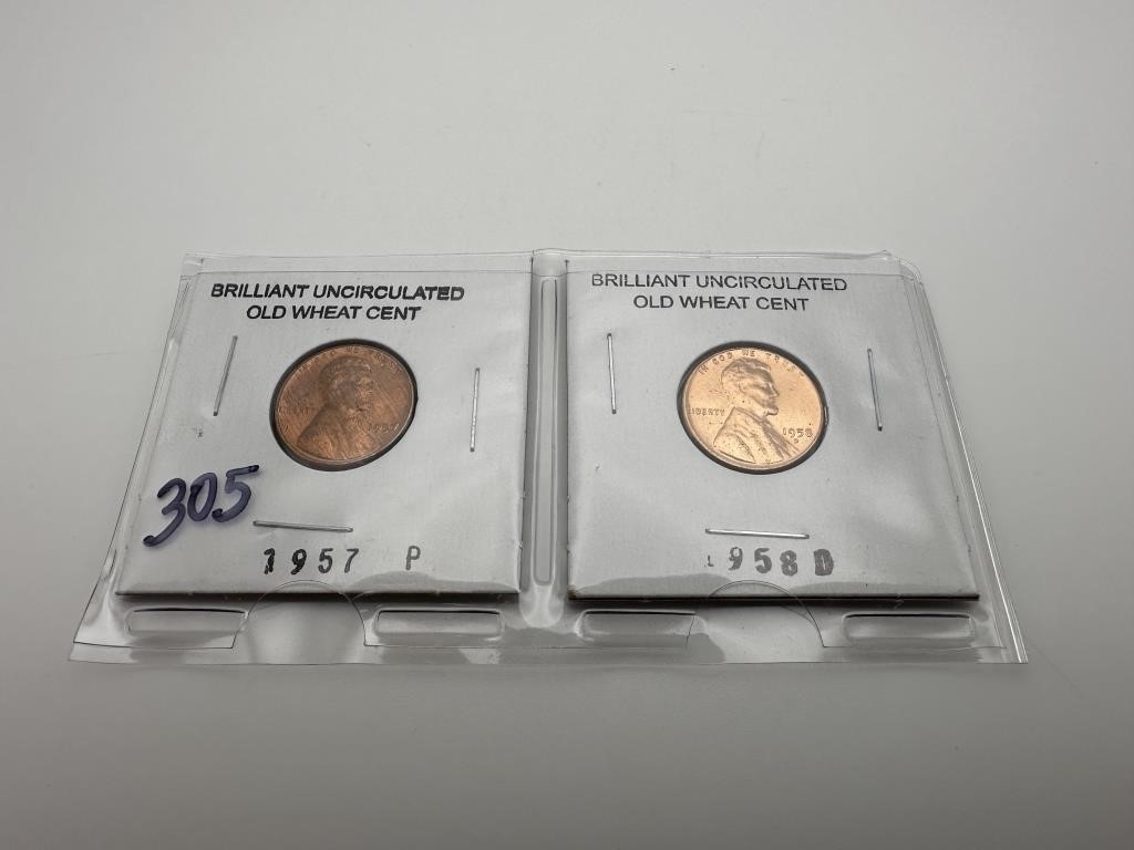 Two Uncirculated Wheat Pennies Cents