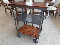 Industrial Style Bar Cart on Wheels