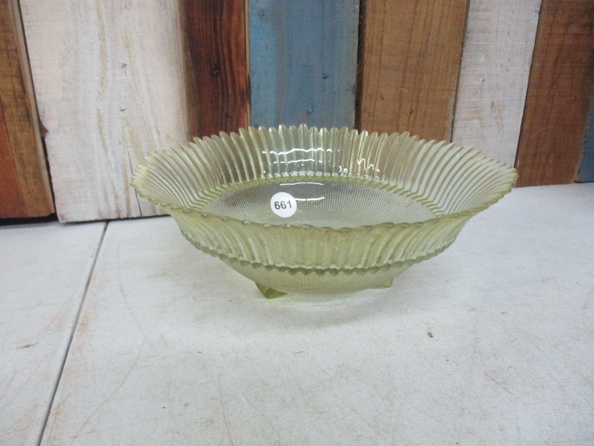 Antique Yellow Footed Bowl 10"