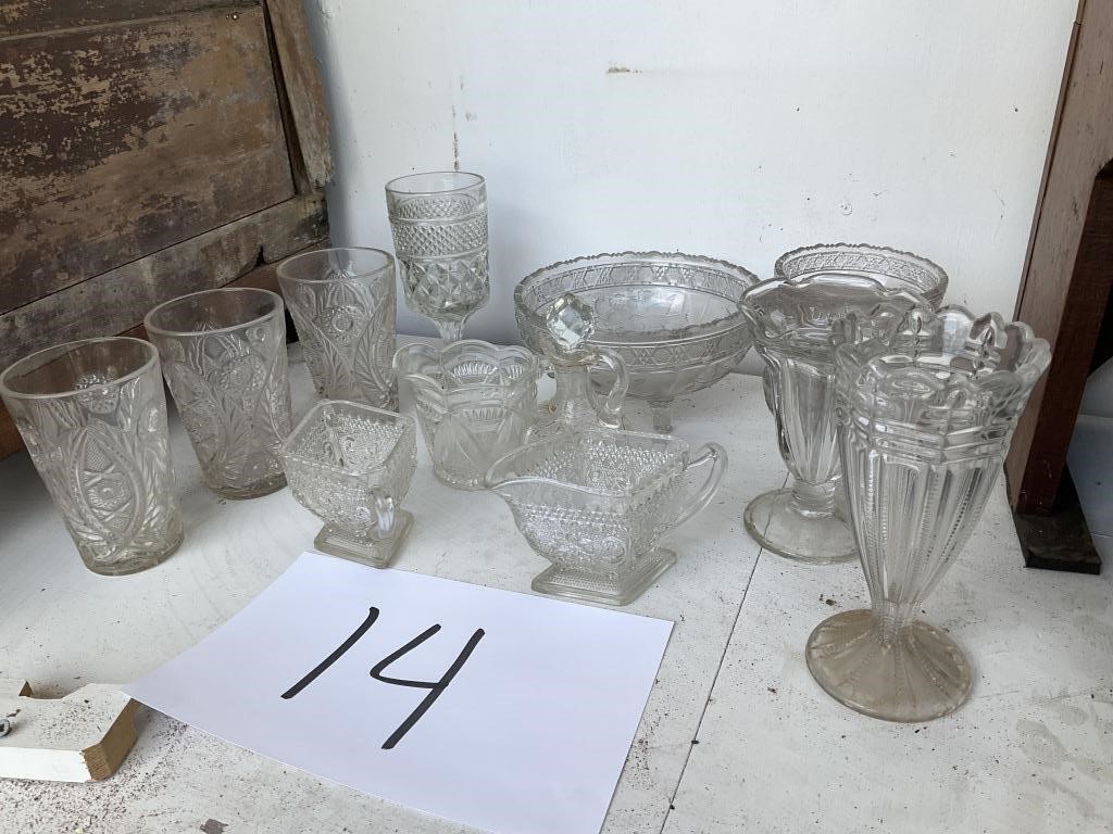 Pressed and cut glass lot