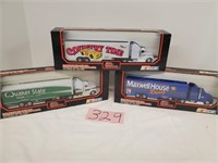 Lot of 3 Nascar Racing Toy Tractor Trailers in Box