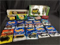 Group of toy cars, Hot Wheels, John Deere,