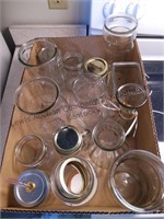 Box lot of miscellaneous glass jars and vases