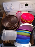 Box lot of miscellaneous Tupperware bowls and