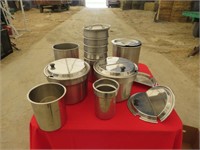 10 + stainless pots various sizes some w / lids