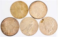 Coin 5 U.S 1925-P Peace Silver Dollars