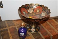 CLOISSENETTE VASE AND LARGE COMPOTE