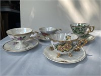 Vintage Lustre Four Tea Cuos & Saucer