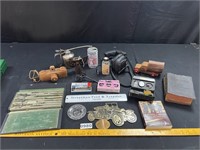 Drafting Set, Books, Wood Truck, Beer Can, More