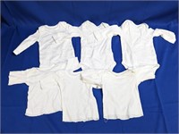 (6) 3-6 mo. White Longsleeve Bodysuits