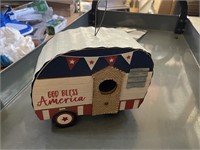 camper bird house GOD BLESS AMERICA