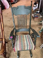 Lattice Spindle Painted Arm Glider Rocker