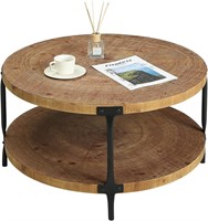 Boho Wood Coffee Table - Natural  31.5D x 18.3H