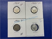 Mercury dimes and Roosevelt dimes