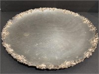 Vintage silver plate large round serving tray