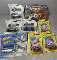 (9) DIE-CAST MONSTER TRUCKS AND CARS