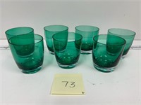 Vintage green glass lowball glasses