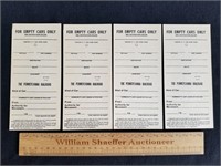 4 PRR Empty Railroad Car Cardstock Cards 1962