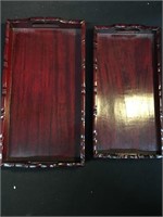 2 Small Dark Wood Trays