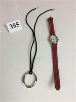WATCH IT WATCH WITH RED LEATHER BAND AND SILVER