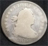 Scarce 1805 Draped Bust Silver Quarter