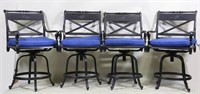 SET OF FOUR CAST ALUMINUM PATIO PUB CHAIRS