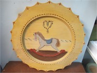 Yellow Wooden Tray with Carousel Horse