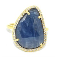 Gold plated Sil Sapphire & Cz(2.1ct) Ring