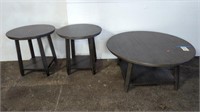 (1) WOODEN COFFEE TABLE W/ (2) MATCHING END TABLES