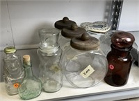Glass Jars & Bottles incl Grapette Clown Bank Jar