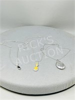3- sterling silver pendants w/ chains