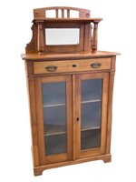 Art Deco English Pine Side Cabinet w Upper Shelf