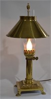 Vtg Brass Table Lamp - Adjustable Shade Height