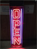 Vintage Large neon Open sign blue and red