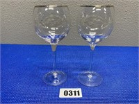 2 Crystal Stemware glasses  8" Tall