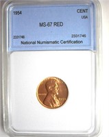 1954 Cent MS67 RD LISTS FOR $16000